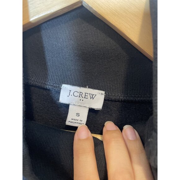 J.Crew Wide Button Collar Pullover Sweatshirt Size Small Black Long Sleeve - Picture 4 of 11